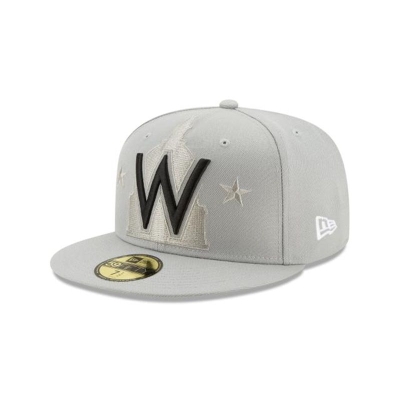 Grey Washington Nationals Hat - New Era MLB Logo Elements Tonal 59FIFTY Fitted Caps USA8324915